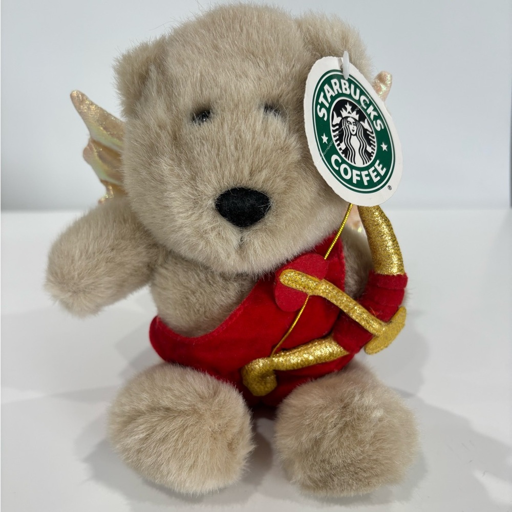 NWT Vintage Starbucks valentines Cupid bearista Plush Bear